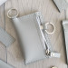 Шкіряна ключниця на блискавці Кайзер глянцева Сіра