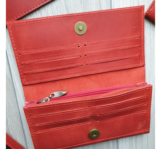 Гаманець жіночий шкіряний Максимум Крейзі Хорс матовий вінтажний Червоний