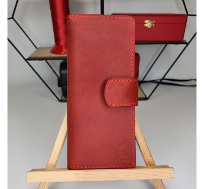Гаманець жіночий шкіряний Наомі Крейзі Хорс матовий вінтажний Червоний