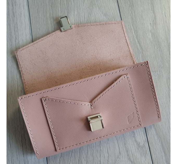 Гаманець жіночий шкіряний на замочку Подвійний конверт Кайзер глянцевий Лате
